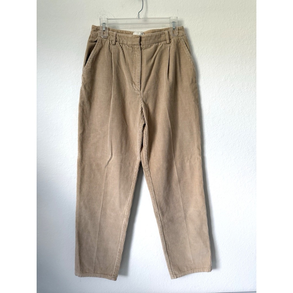 Aritzia Wilfred Free Lennox Tan Corduroy High Waist Trousers Sz 10 High Rise